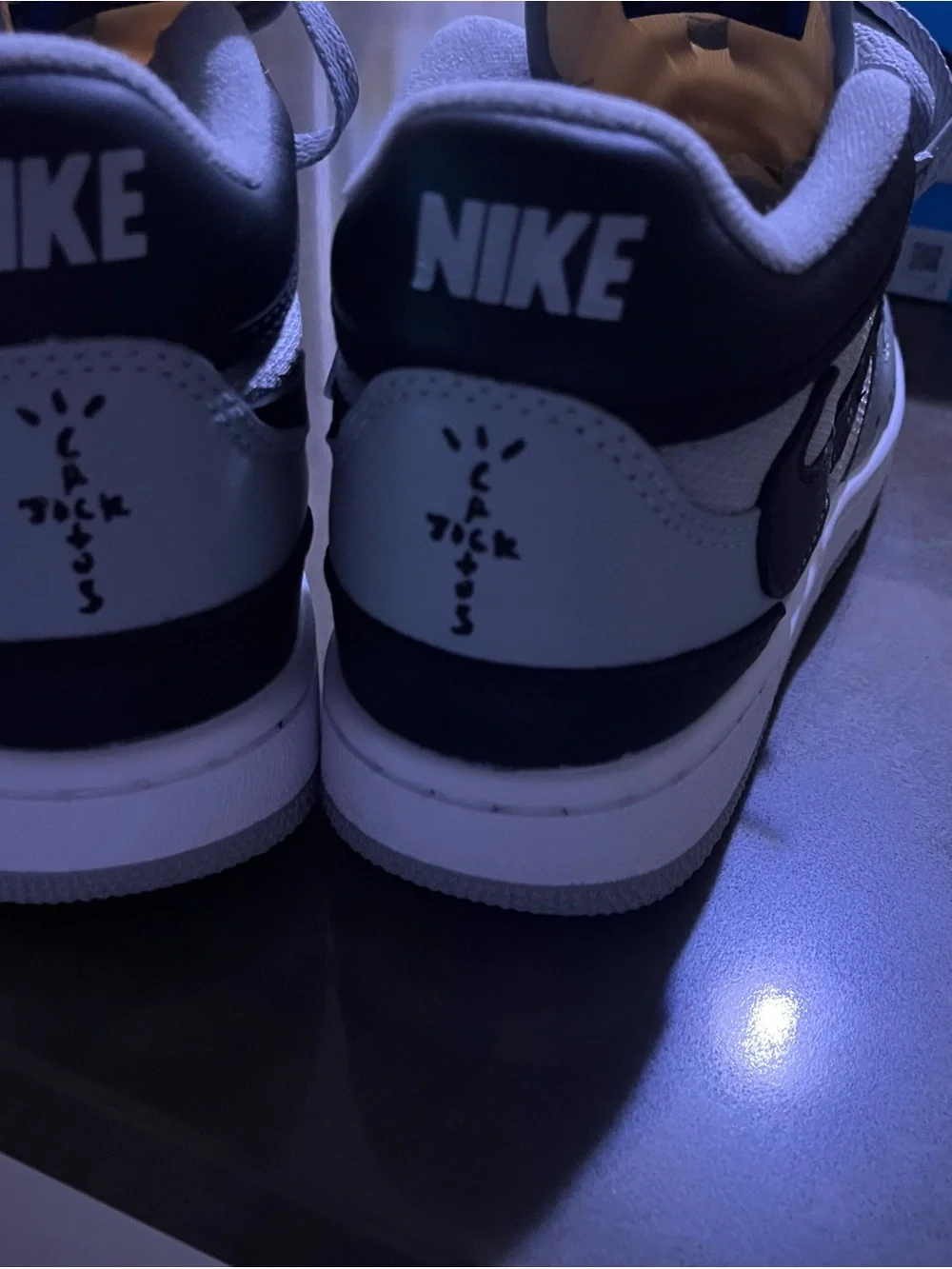 Nike Kids Gray and Black Low-Top Travis Scott 5 kids or 6.5 women. New in box.